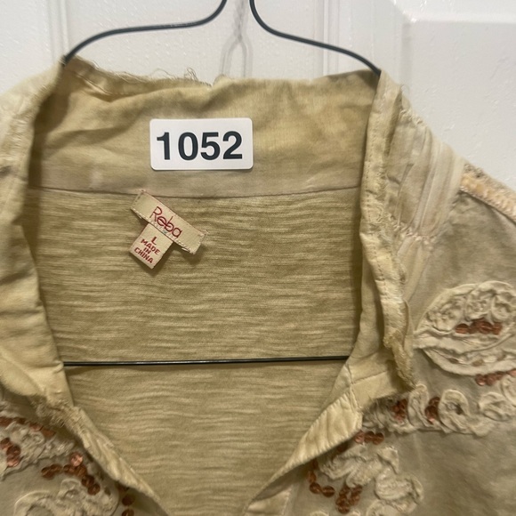 Reba Beige Button Down Shirt with Embroidery - Picture 9 of 10